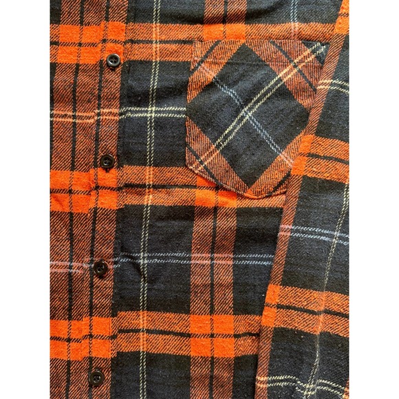 MEN’S-Stein Mart-Orange and Blue Flannel Button Down-Size US L - Picture 5 of 12